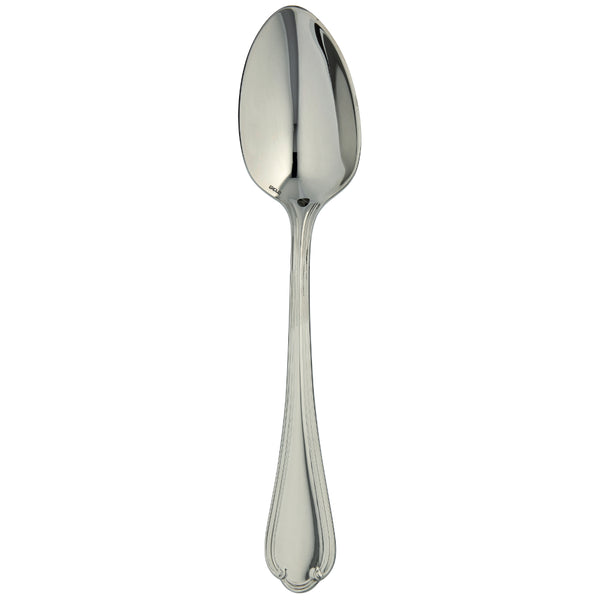 Sully place spoon by Ercuis in polished stainless steel with ridge handle and shell detail.