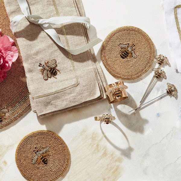 Skinny Stripey Bee Napkin Rings by Joanna Buchanan | Set of 4