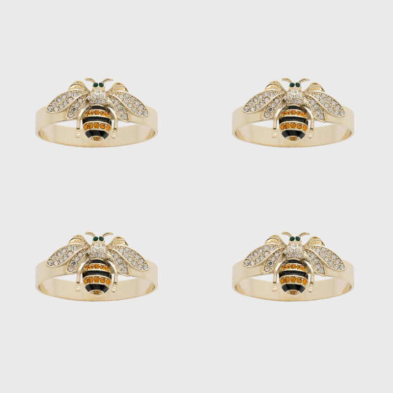 Skinny Stripey Bee Napkin Rings by Joanna Buchanan - Set of 4