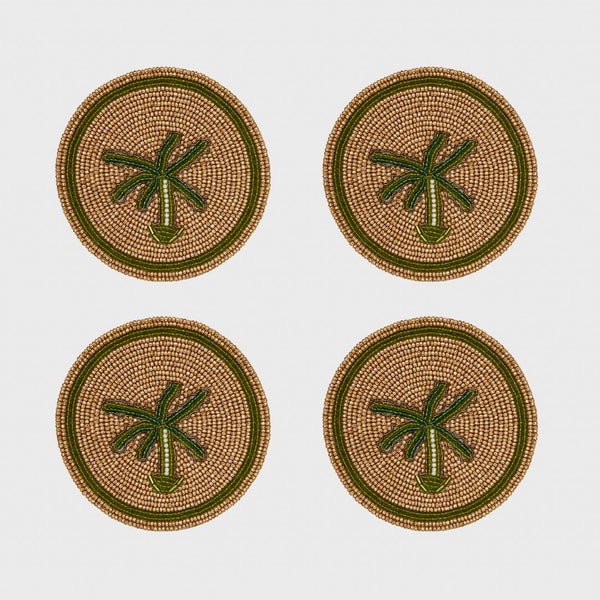 Palm Tree Beaded Drink Coaster by Joanna Buchanan | Set of 4