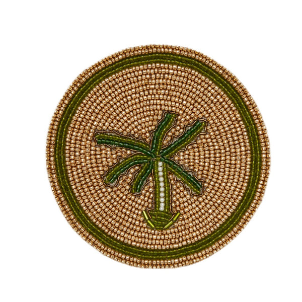Palm Tree Beaded Drink Coaster by Joanna Buchanan | Set of 4