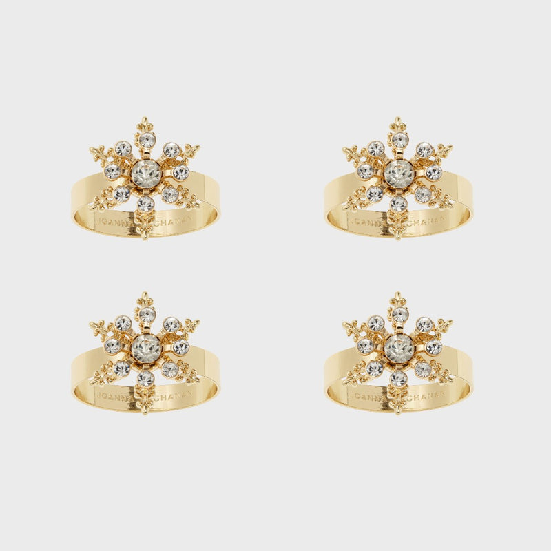 Set of four crystal Snowflake Skinny Napkin Rings by Joanna Buchanan