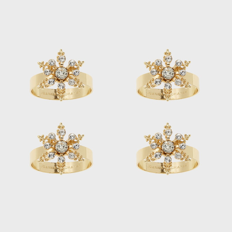 Snowflake Skinny Napkin Rings, Crystal by Joanna Buchanan | Set of 4