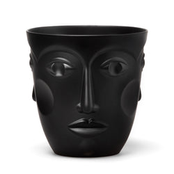 Faces Vase and Champagne Cooler in Porcelain, Black Satin Finish