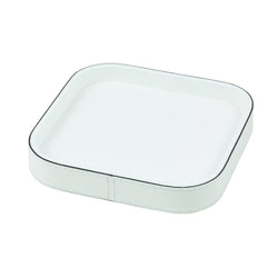 Square Leather Tray "Polo" in Ice, H 3cm, Small by Giobagnara
