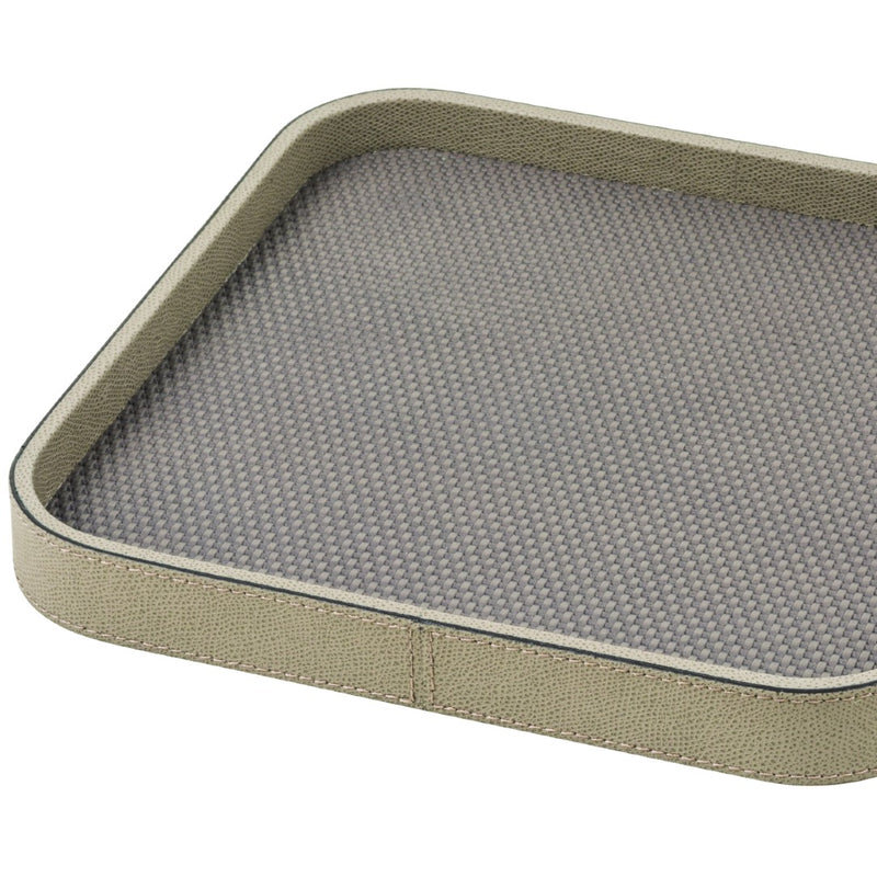 Square Leather Tray "Polo" in Grey, H 3cm, Extra Large by Giobagnara