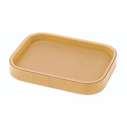 Rectangular Leather Tray "Polo" in Yellow, H 3cm, Small by Giobagnara