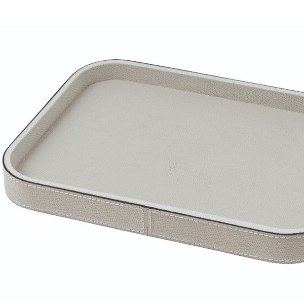 Rectangular Leather Tray "Polo" in Light Grey, H 3cm, Extra Large by Giobagnara