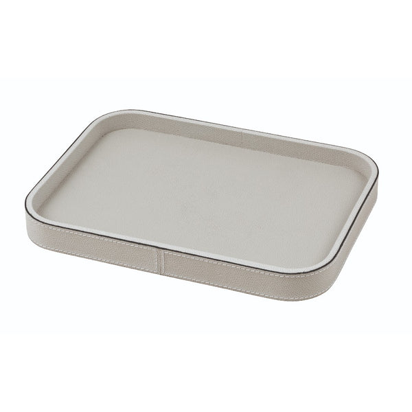Rectangular Leather Tray "Polo" in Light Grey, H 3cm, Extra Large by Giobagnara