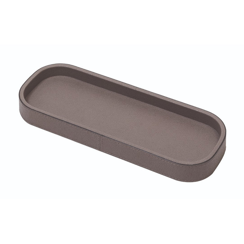 Long Rectangular Leather Tray "Polo" in Smoke, Small by Giobagnara