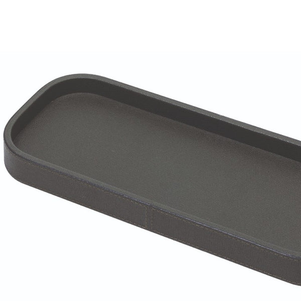 Long Rectangular Leather Tray "Polo" in Lava, Large by Giobagnara