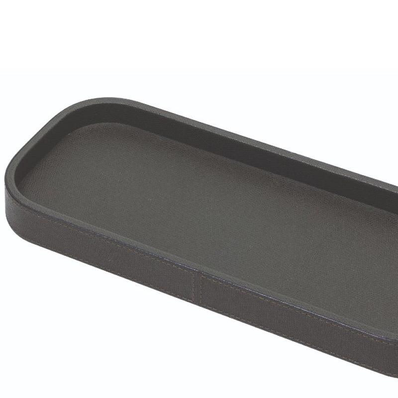 Long Rectangular Leather Tray "Polo" in Lava, Large by Giobagnara