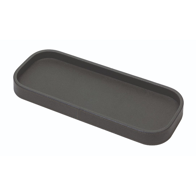 Long Rectangular Leather Tray "Polo" in Lava, Large by Giobagnara