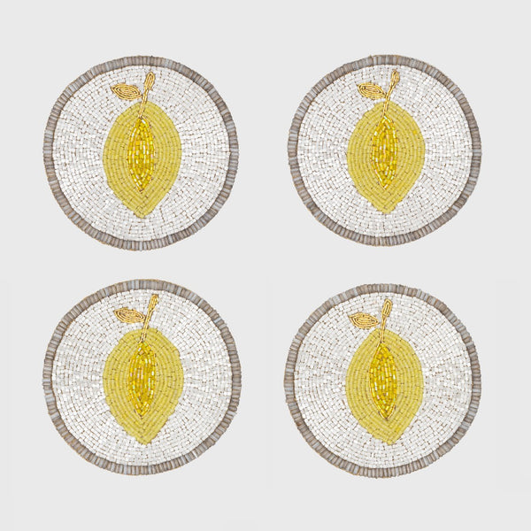 Lemon Beaded Drink Coaster by Joanna Buchanan | Set of 4