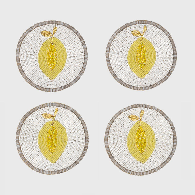 Lemon Beaded Drink Coaster by Joanna Buchanan Set of 4 Amiramour