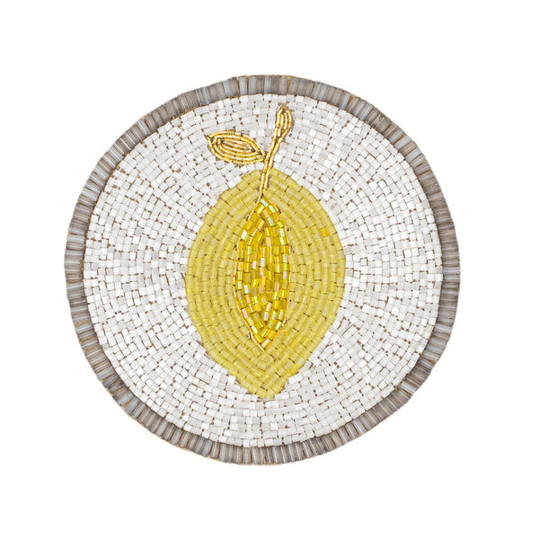 Lemon Beaded Drink Coaster by Joanna Buchanan | Set of 4