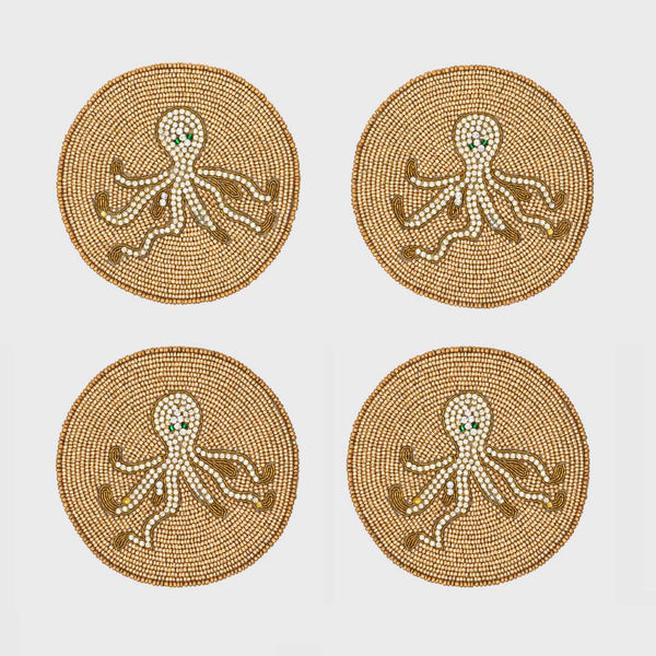 Octopus Beaded Drink Coaster by Joanna Buchanan | Set of 4