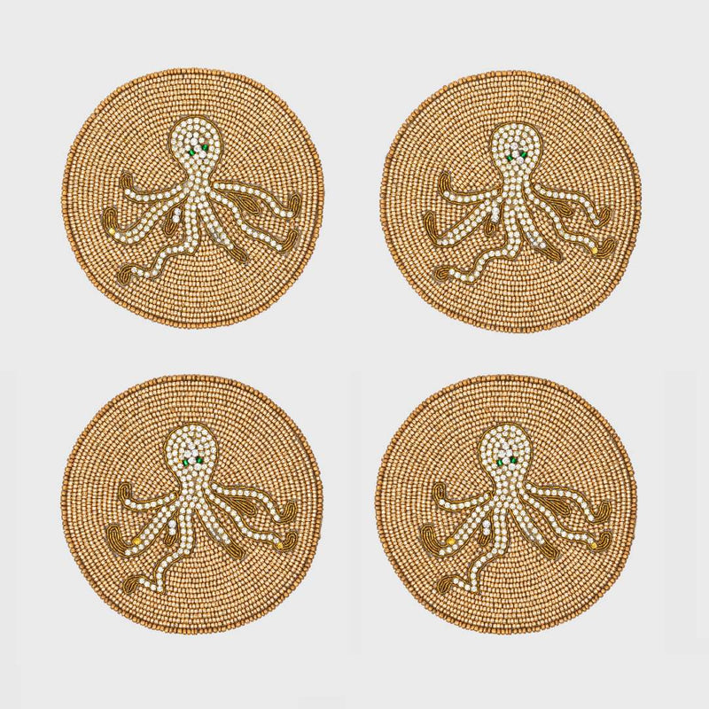 Octopus Beaded Drink Coaster by Joanna Buchanan - Set of 4