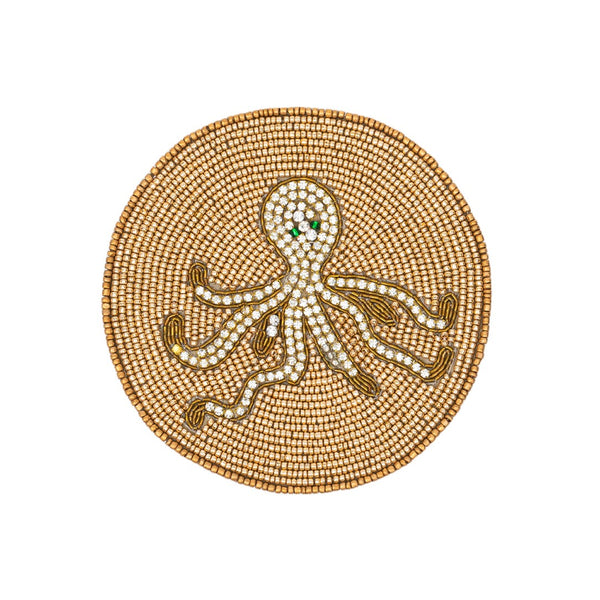 Octopus Beaded Drink Coaster by Joanna Buchanan | Set of 4