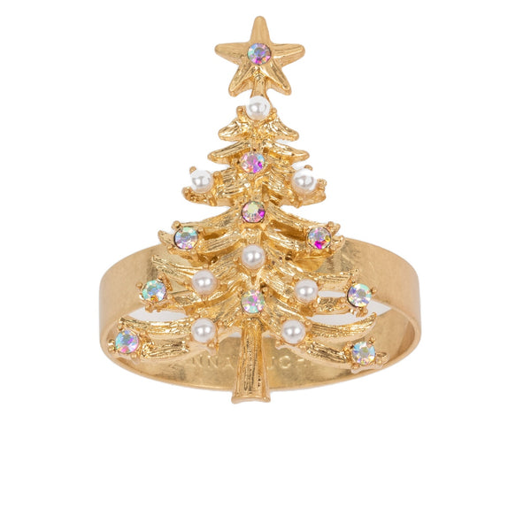 Sparkling Gold Christmas Tree Napkin Rings by Joanna Buchanan | Set of 4