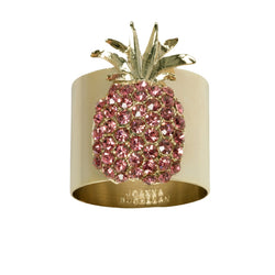 Pineapple Napkin Ring in Gold, Pink by Joanna Buchanan - Set of 2