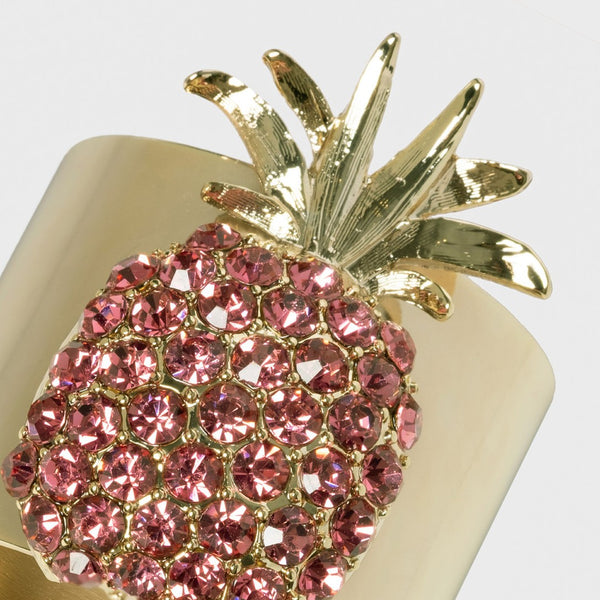 Pineapple Napkin Ring in Gold, Pink by Joanna Buchanan | Set of 2