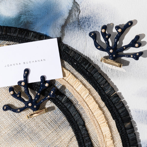 Coral Place Card Holders in Navy by Joanna Buchanan | Set of 4