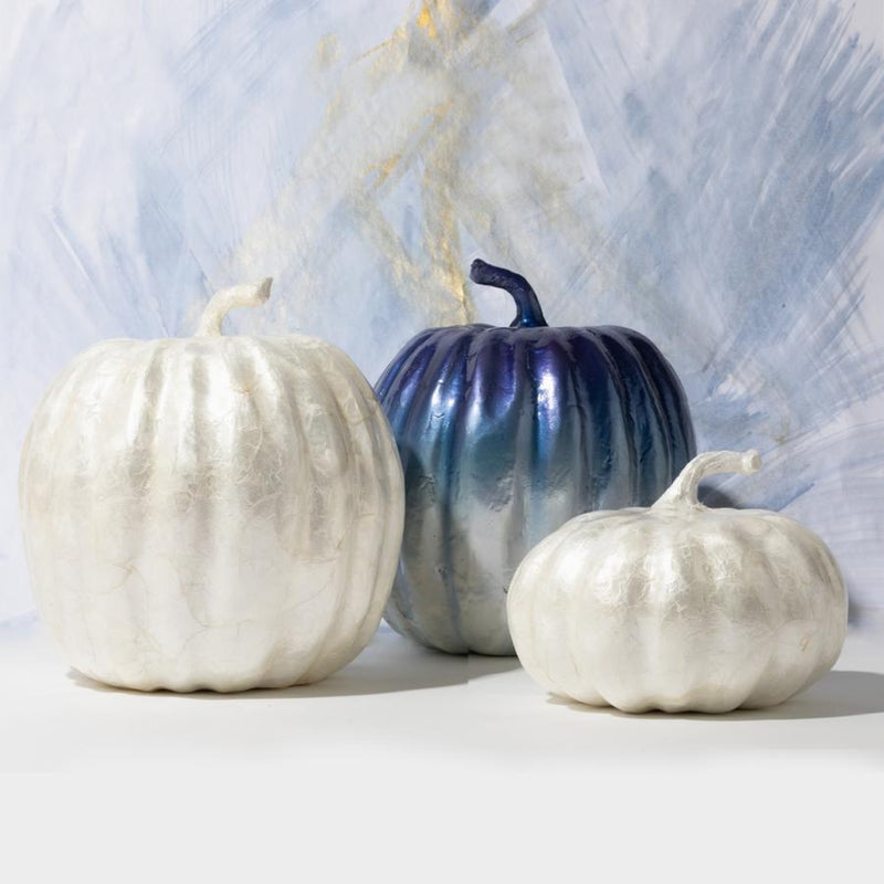 Large Capiz Pumpkin in Blue Ombré by Joanna Buchanan