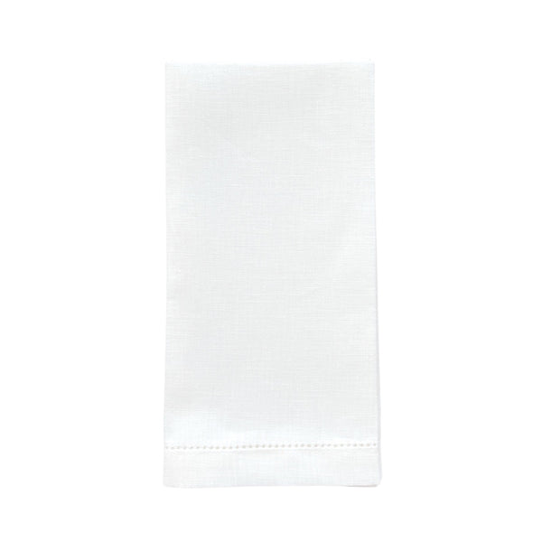 White linen napkin from the Florence collection, featuring fine stitching.