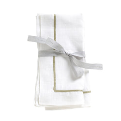 Gold Trim Linen Napkin In White by Joanna Buchanan in set of two