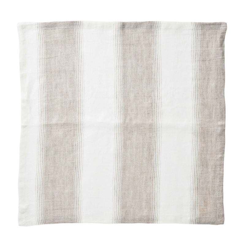 Unwraped Baltic ivory and beige striped linen napkin on white background sold by Amiramour