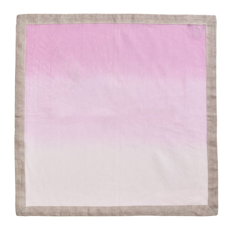Lilac ombre linen napkin unwraped on white background.