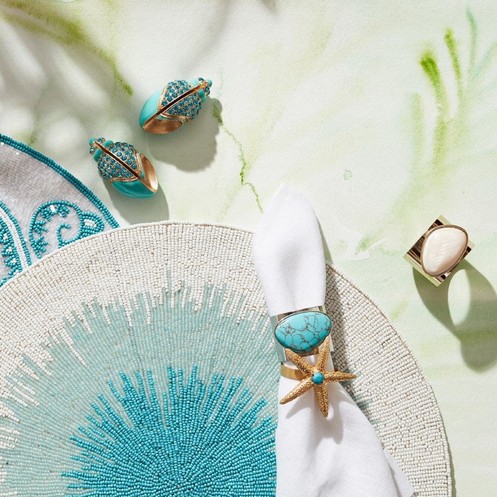 Teal napkin rings discount