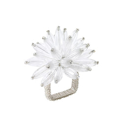 Front view of Constellation napkin ring in silver and crystal by Kim Seybert available at Amiramour