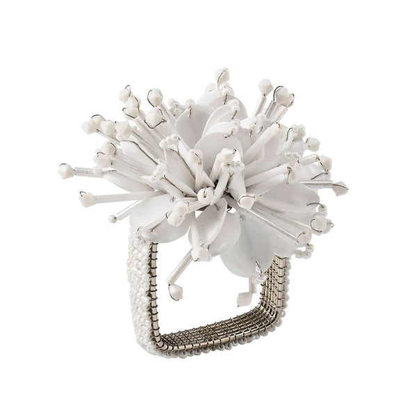 Starburst Beaded Napkin Ring in White by Kim Seybert