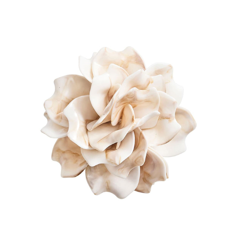 Top view of Dahlia ivory napkin ring, blooming flower design from Kim Seybert at Amiramour