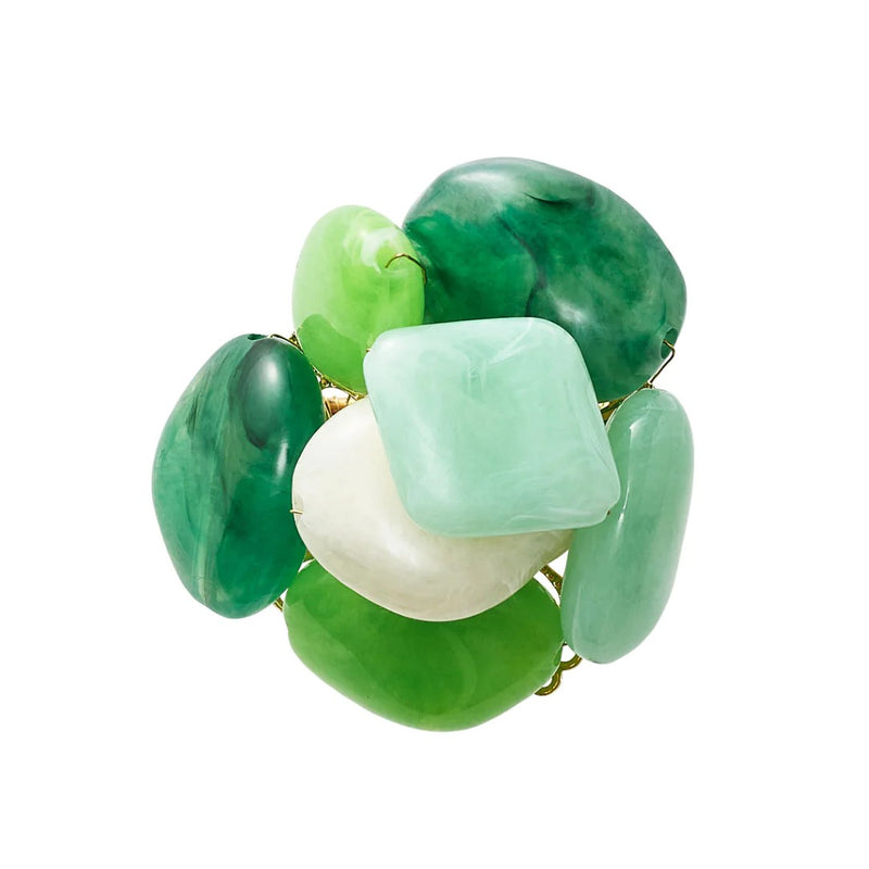 Top view of resin and beaded Sea Stone Napkin Ring in green by Kim Seybert