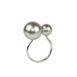 Pearl napkin ring in grey and silver by Kim Seybert, polished bead design available at Amiramour