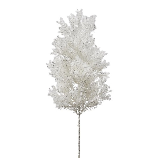 Faux White Glitter Pine Branch by EDG 62cm