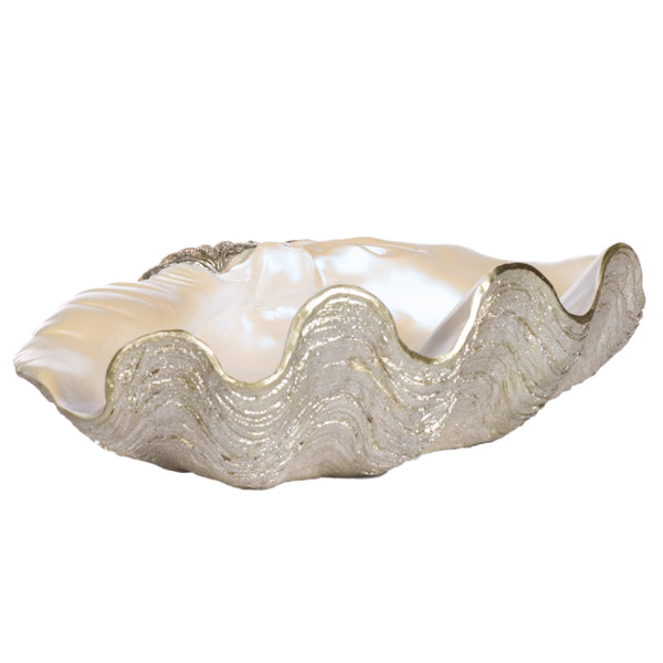 Faux Giant Shell with White and Champagne Finish
