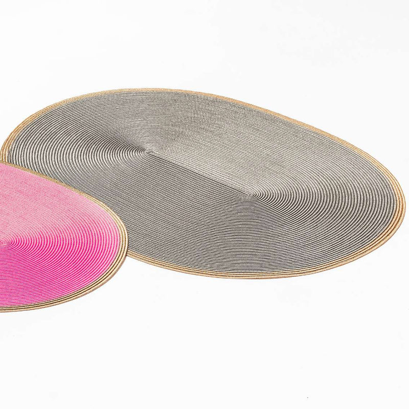 Oval grey bicolor Trocadero placemat by Pigment France side view.