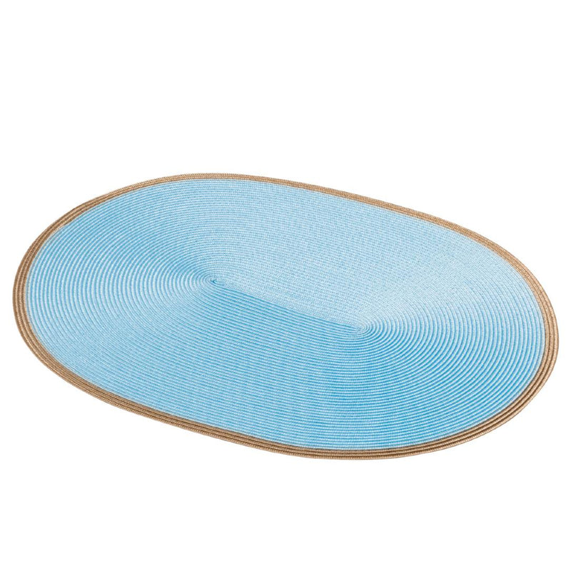 Oval Placemat 'Trocadero' Bicolor in Turquoise by Pigment France