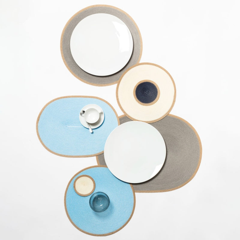 Oval Placemat 'Trocadero' Bicolor in Grey by Pigment France