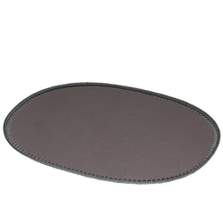 Oval Placemat 'Rochelle' Leather in Graphite & Crochet Border by Pigment France