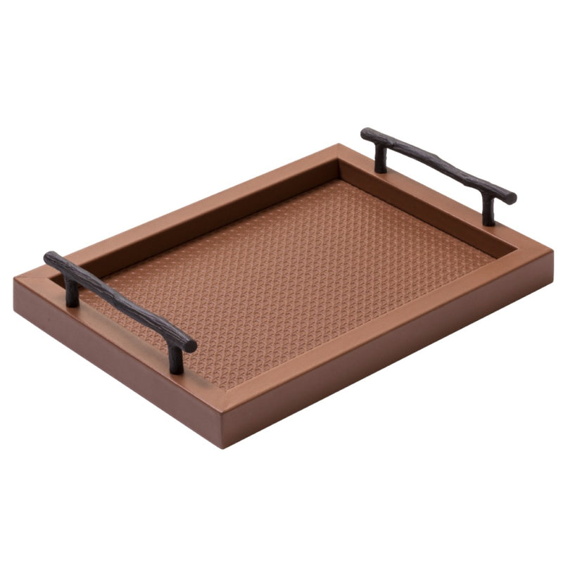 Rectangular Leather Tray 'Chaumont' Vienna Pattern, in Sienna by Pigment France