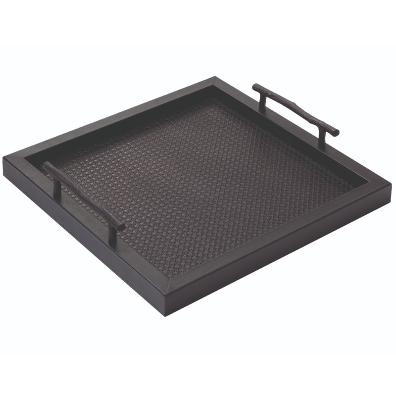 Square Leather Tray 'Chaumont' Vienna Quilt Pattern by Pigment France