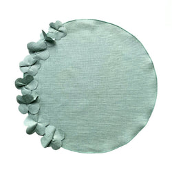 Round Linen Placemat 'Flowers of Linen' in Sage Green by Giardino Segreto