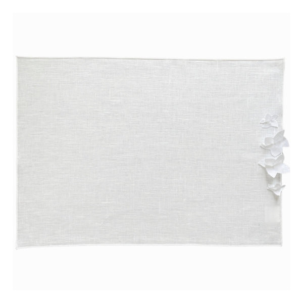 Rectangular Linen Placemat 'Jasmine' in White by Giardino Segreto