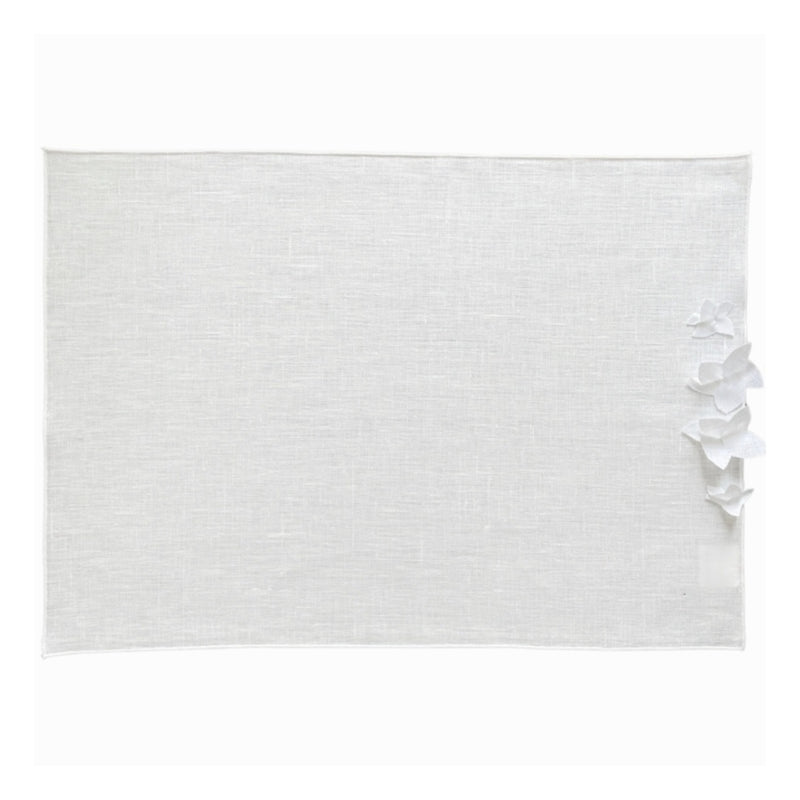 Rectangular Linen Placemat 'Jasmine' in White by Giardino Segreto