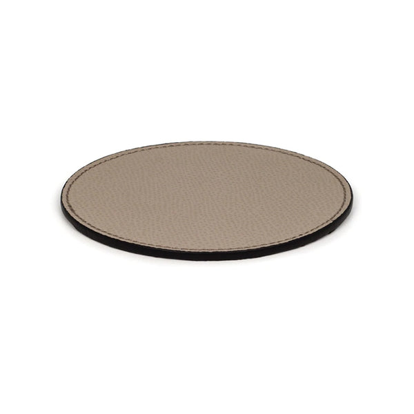 Round Leather Coaster by Pinetti in Taupe
